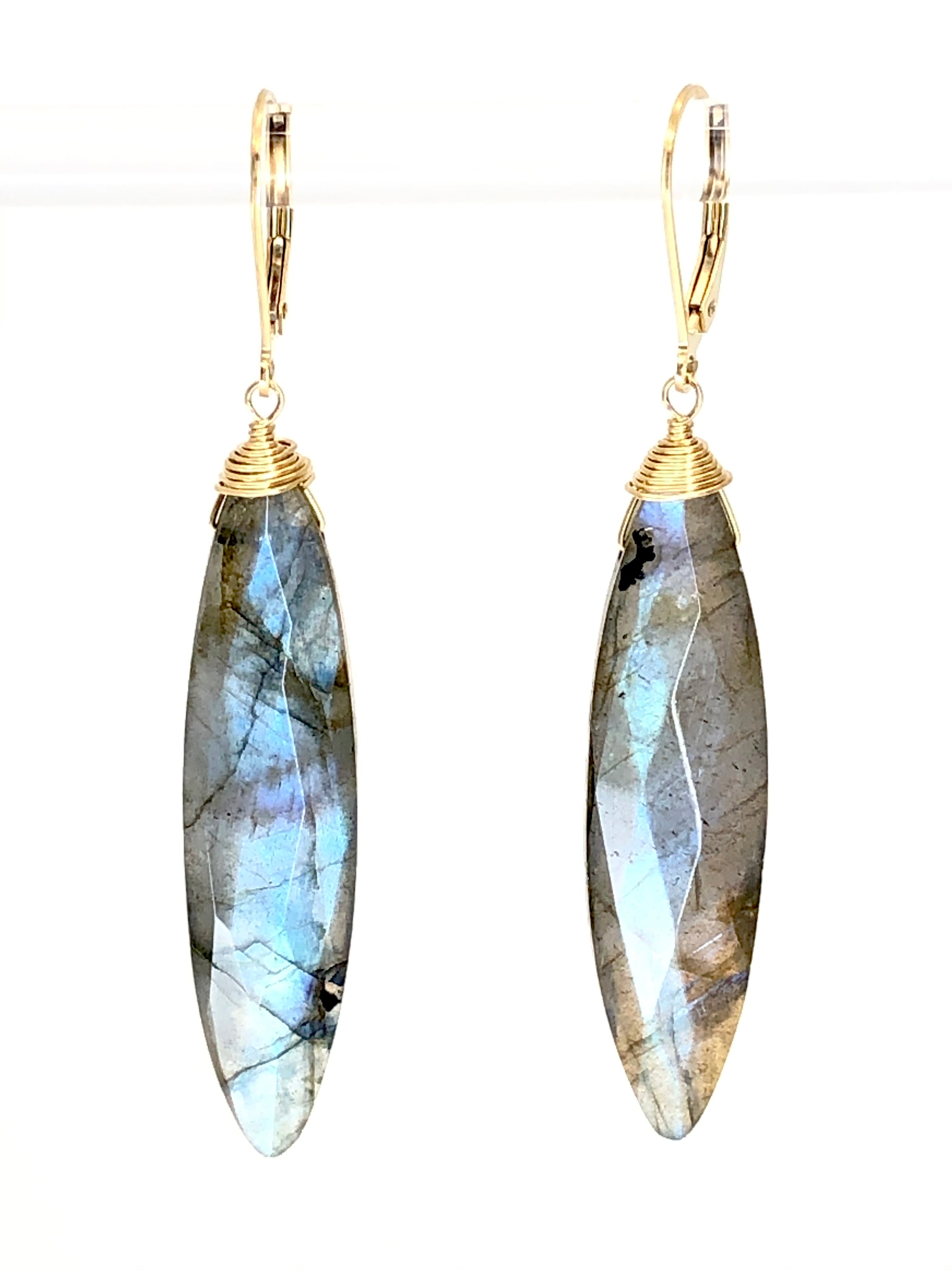 Labradorite Marquise Cut Earrings
