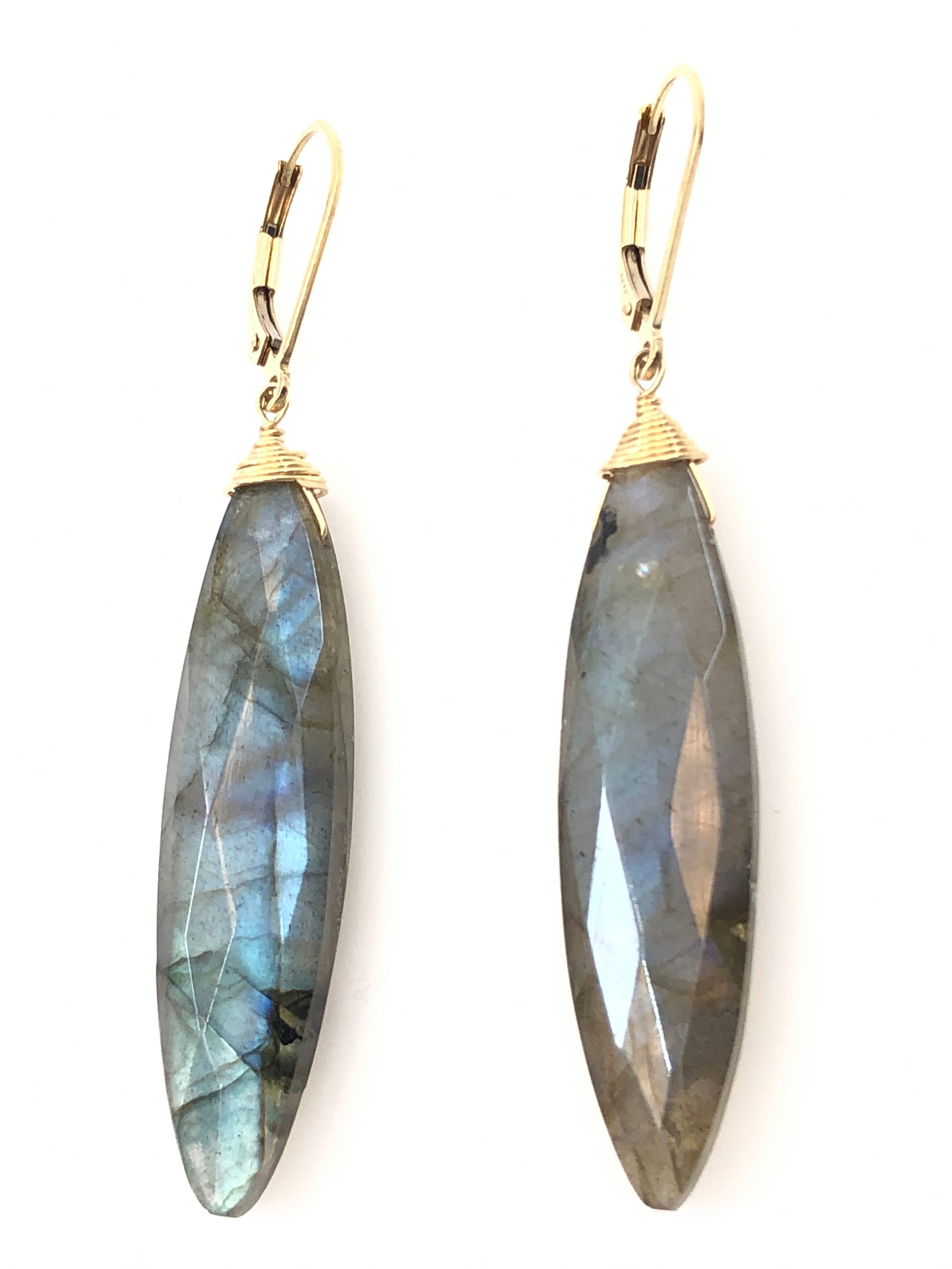 Labradorite Marquise Cut Earrings