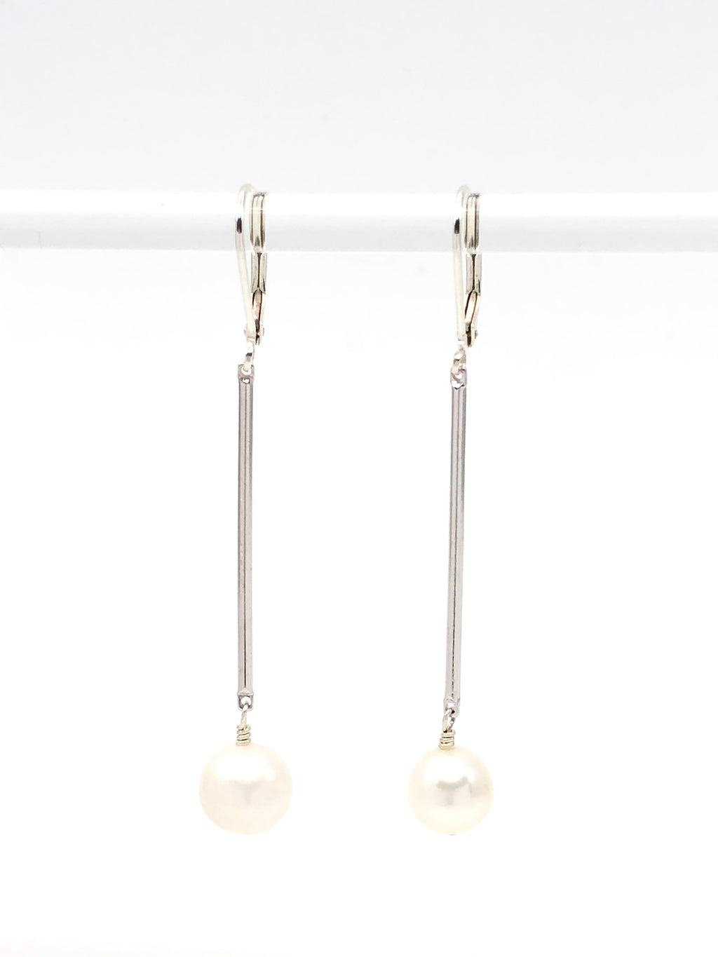 Pearl Bar Drop Earrings Gold