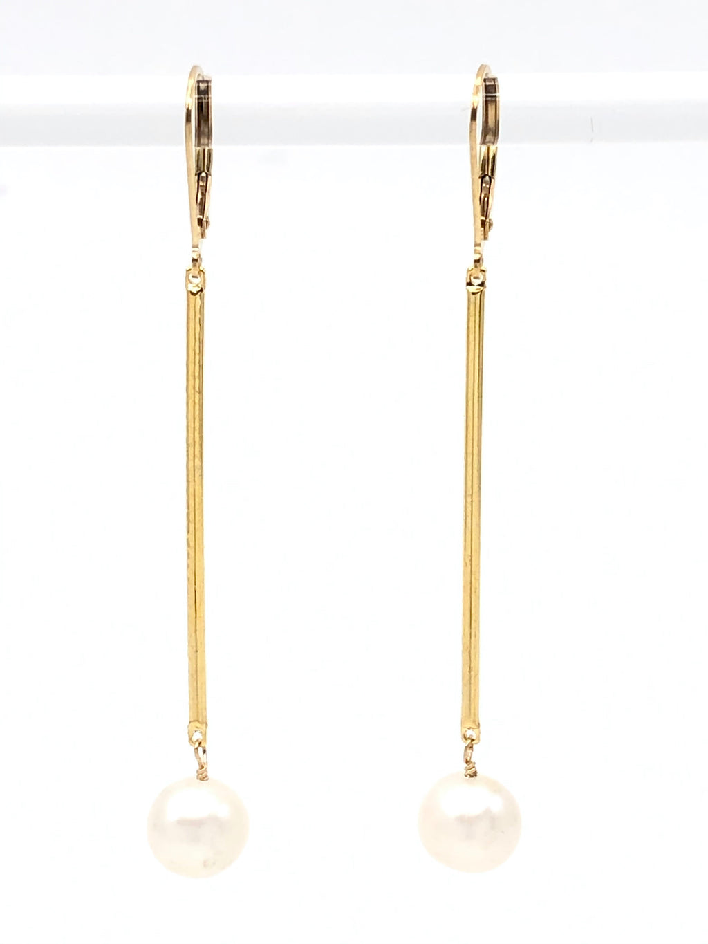 Pearl Bar Drop Earrings Silver