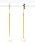 Pearl Bar Drop Earrings Silver