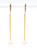 Pearl Bar Drop Earrings Gold