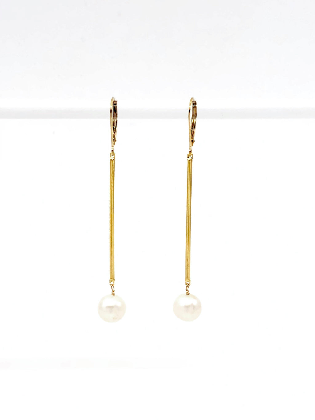 Pearl Bar Drop Earrings Silver