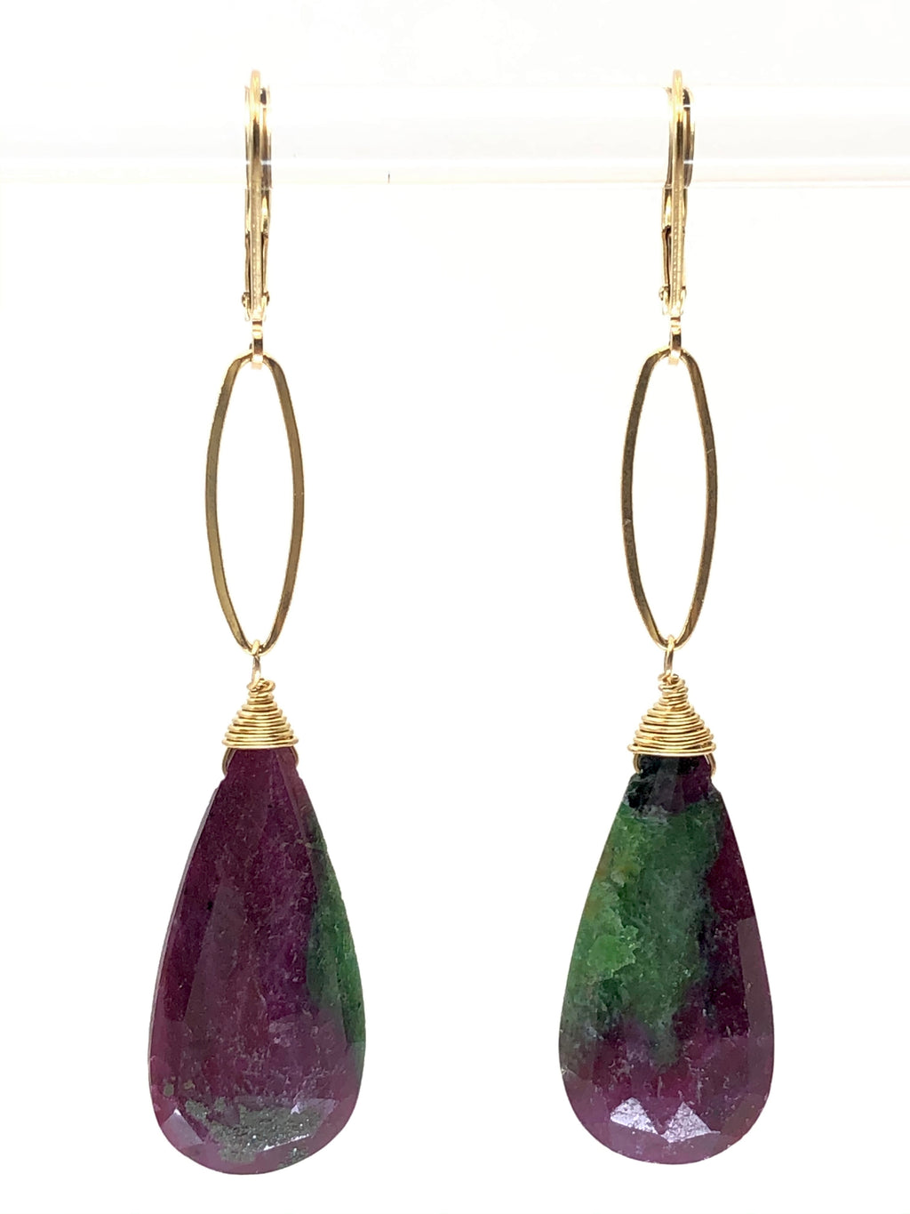 Ruby Zoisite Link Earrings