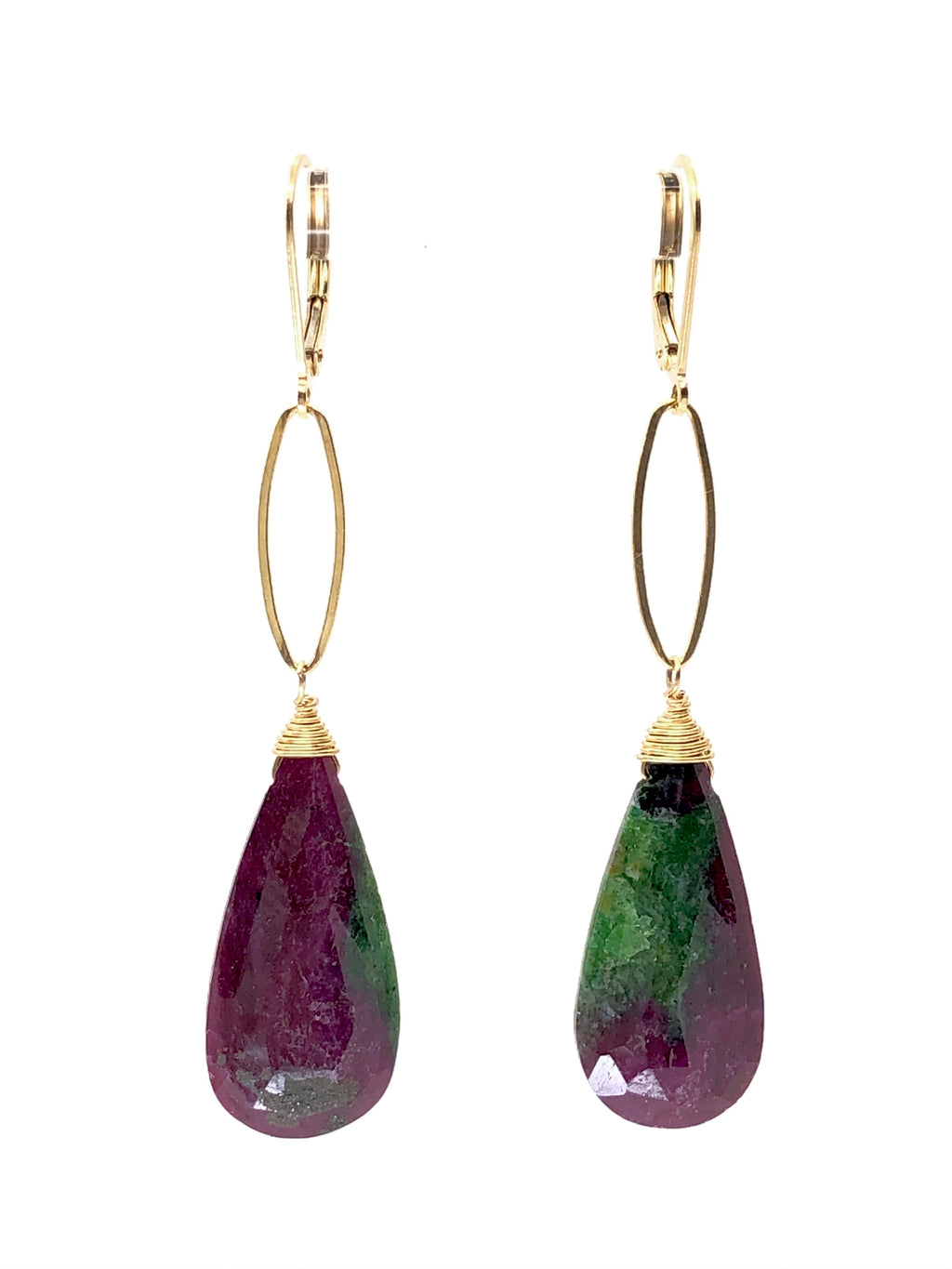 Ruby Zoisite Link Earrings
