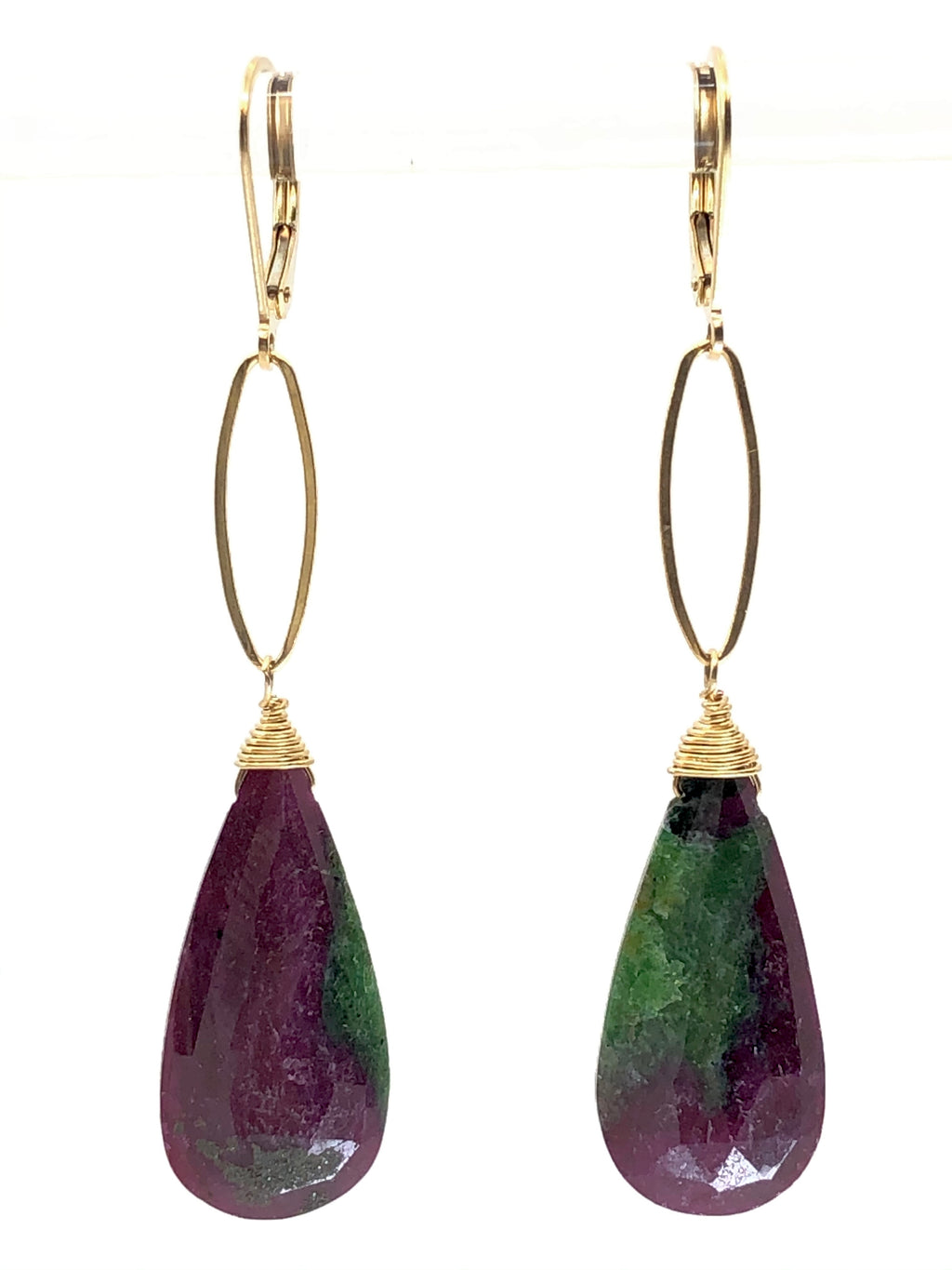 Ruby Zoisite Link Earrings