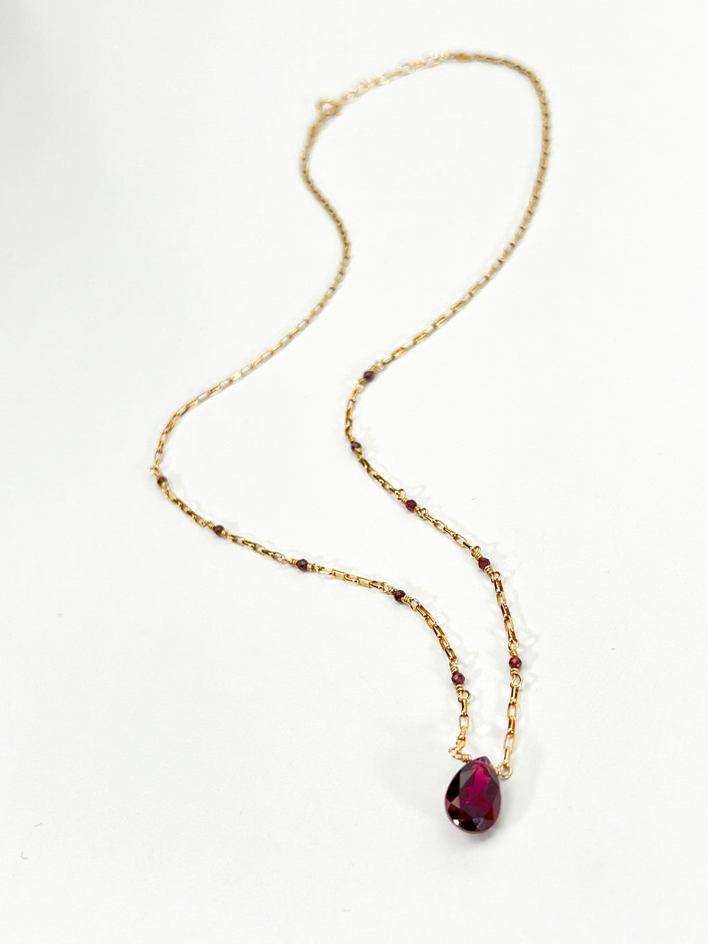 Garnet Mini Paper Clip Chain Necklace