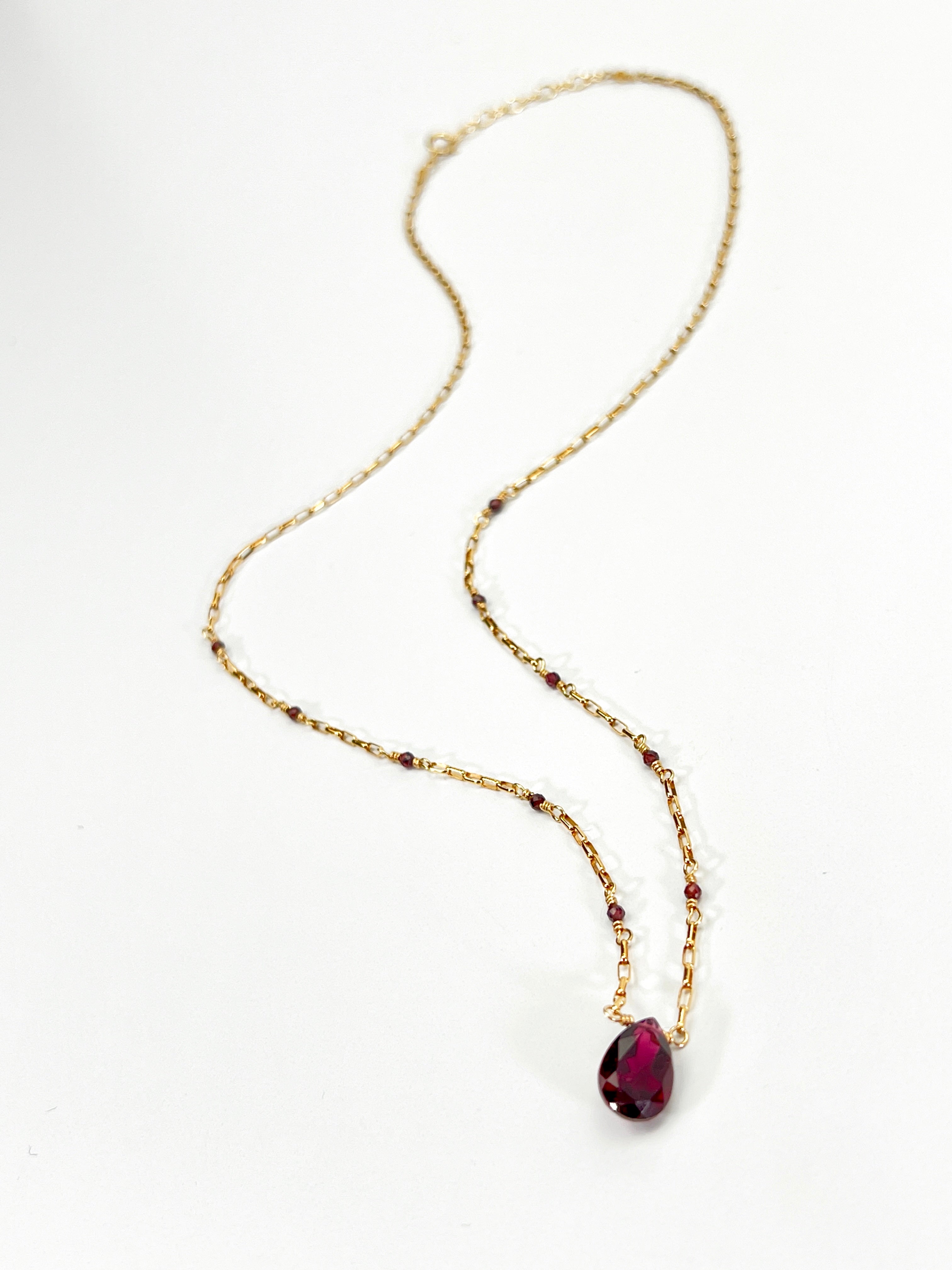 Garnet Mini Paper Clip Chain Necklace