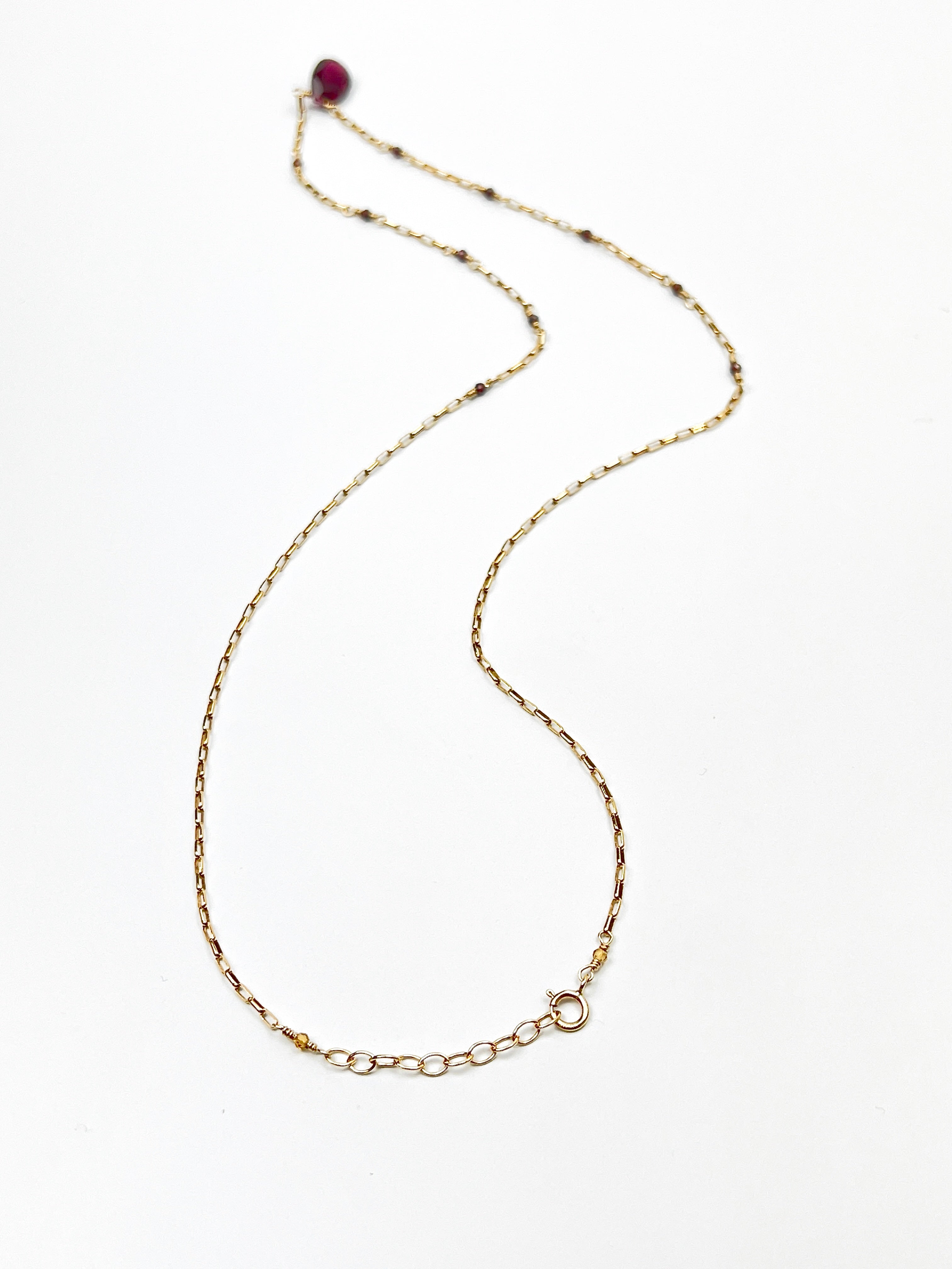 Garnet Mini Paper Clip Chain Necklace