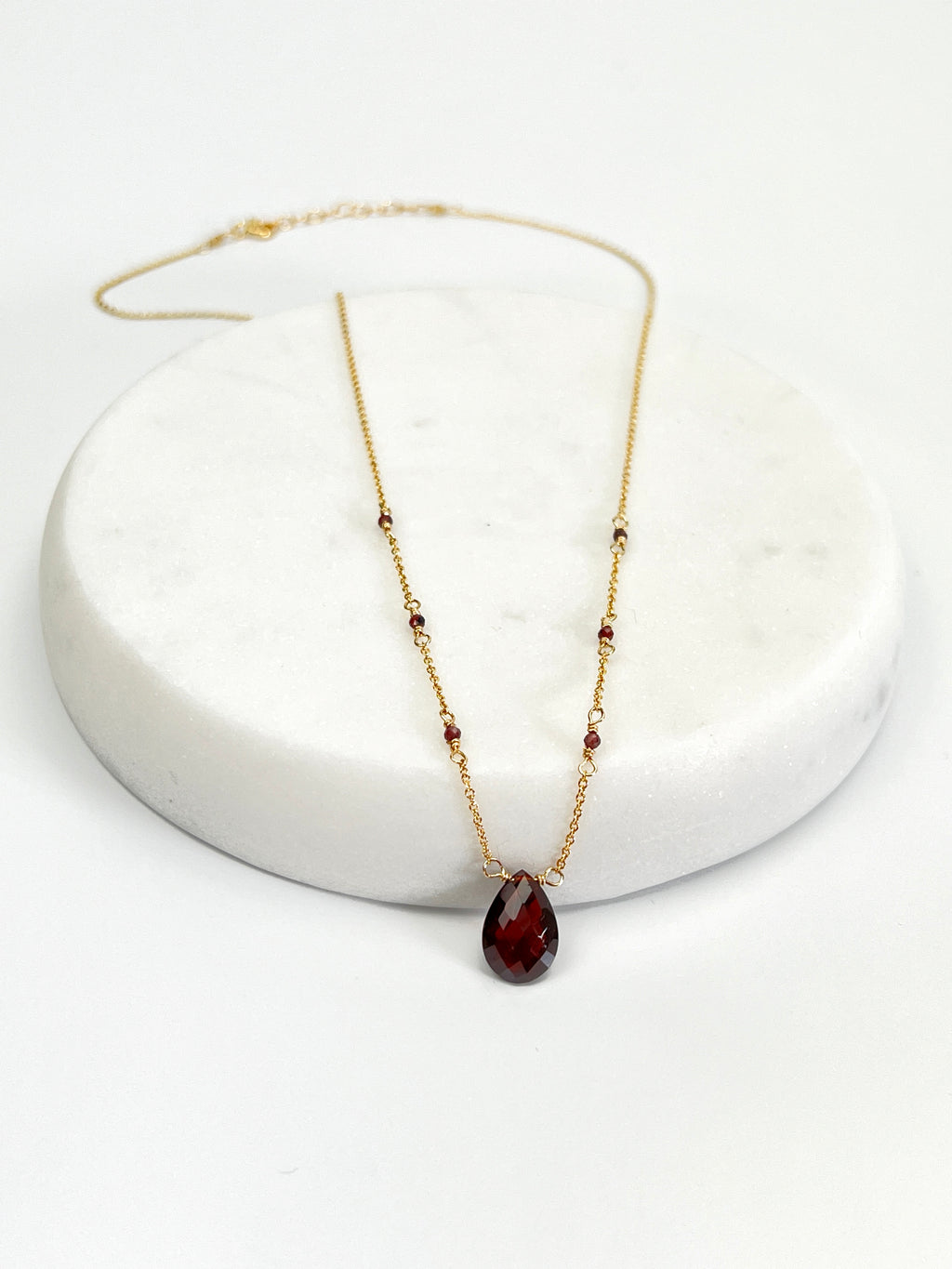 Garnet Beaded Chain Necklace