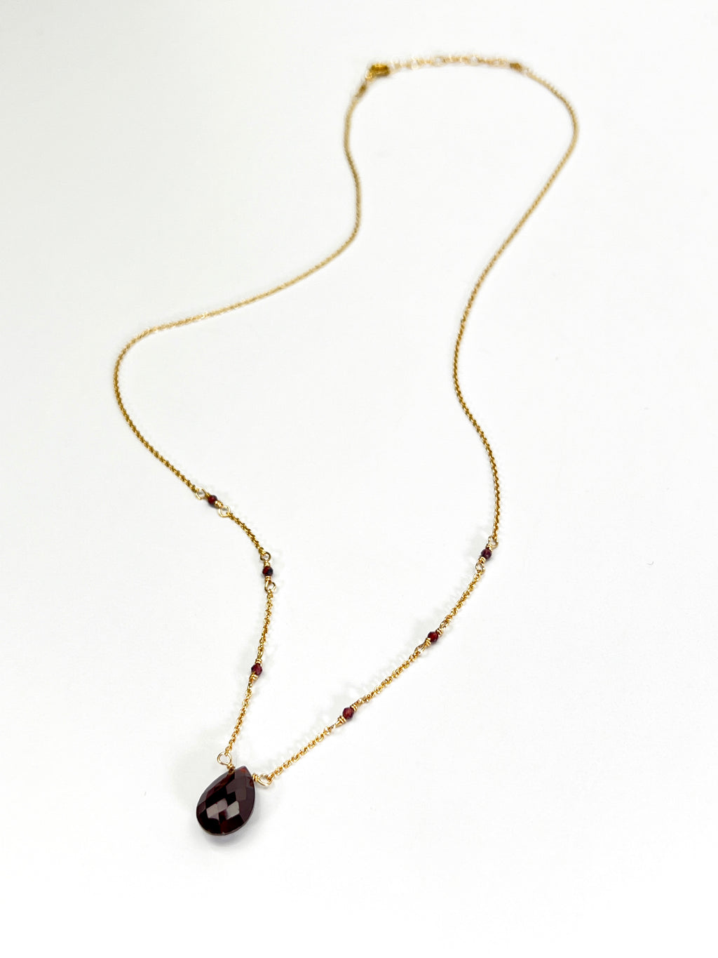 Garnet Beaded Chain Necklace