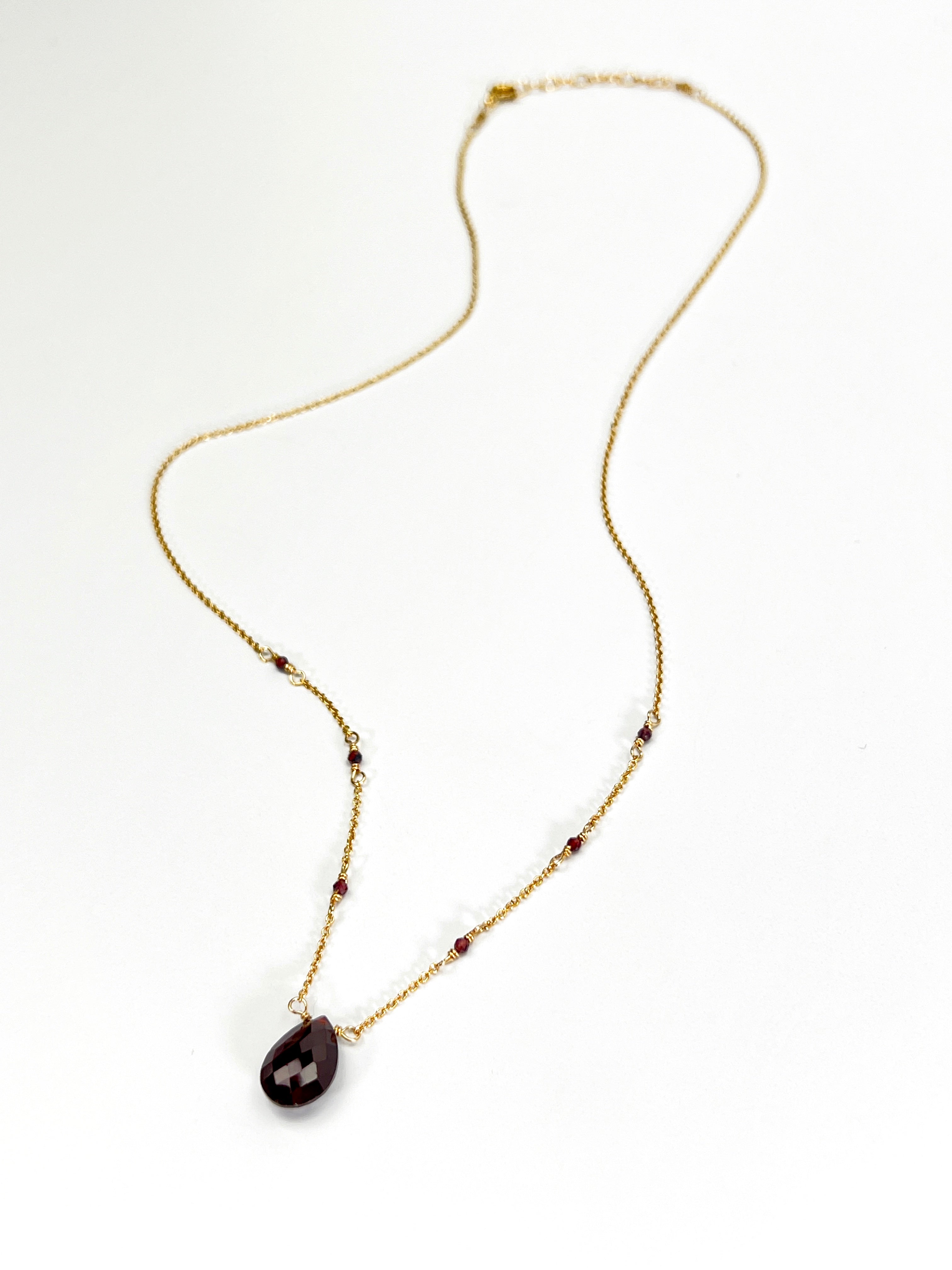 Garnet Beaded Chain Necklace
