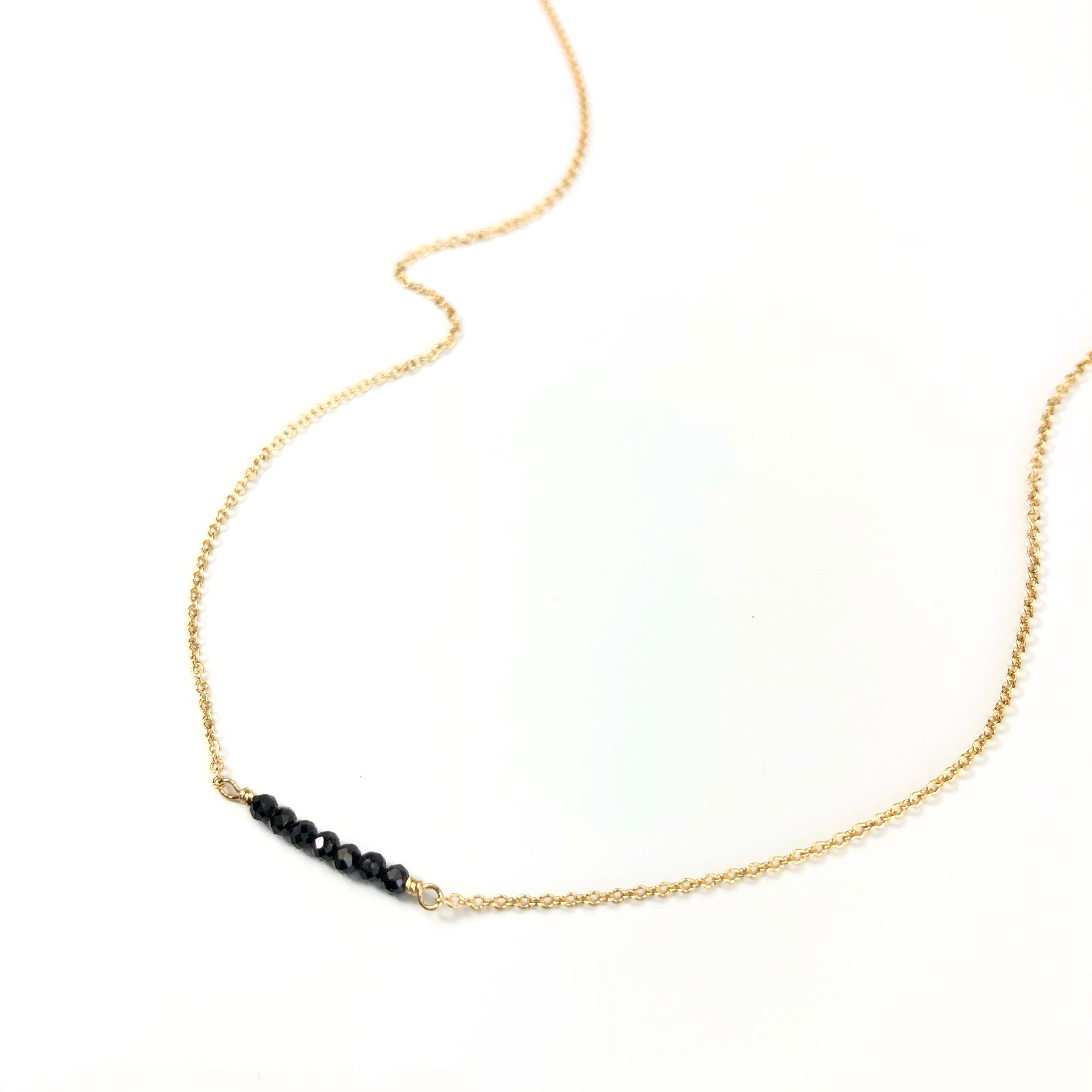 Black Spinel Bar Necklace