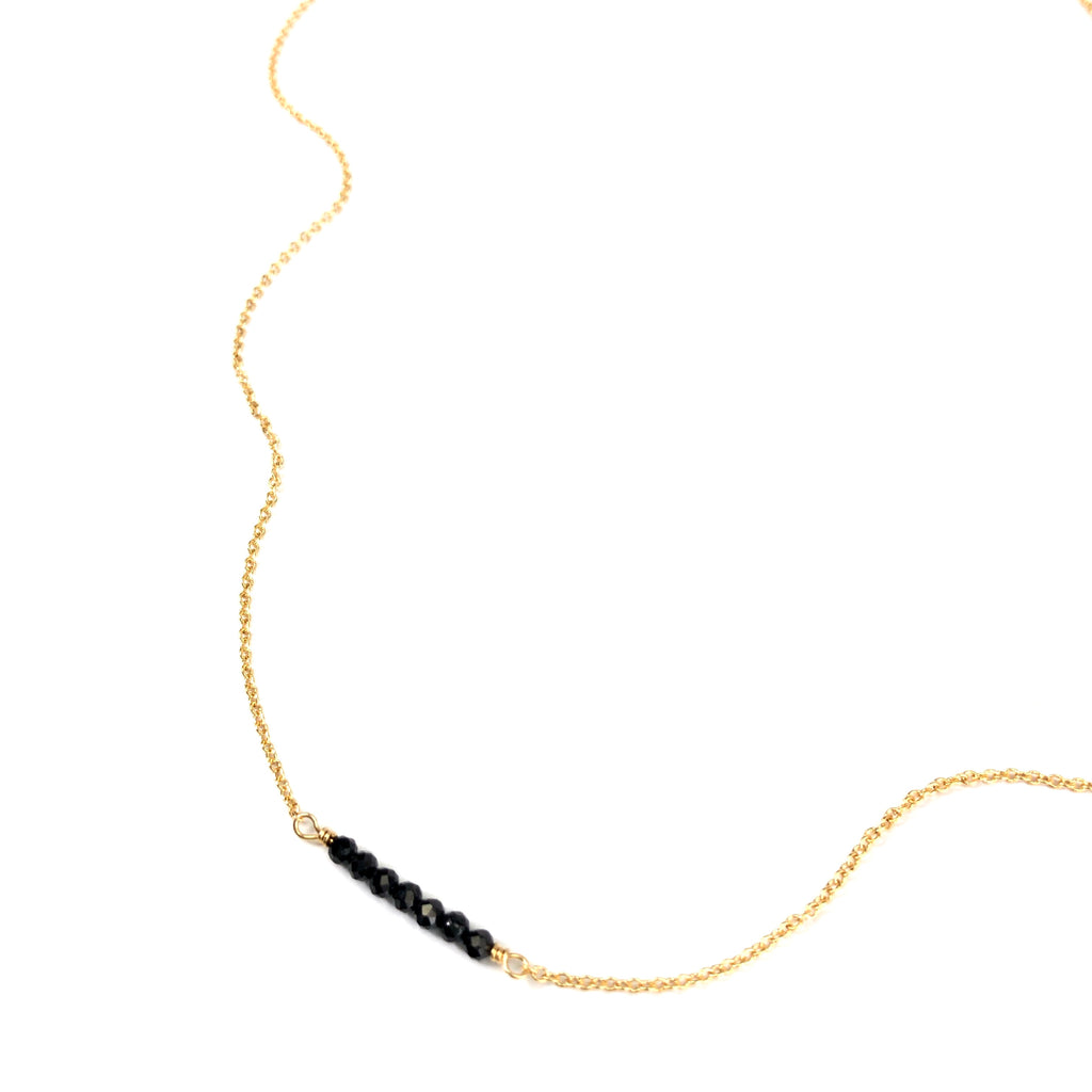 Black Spinel Bar Necklace
