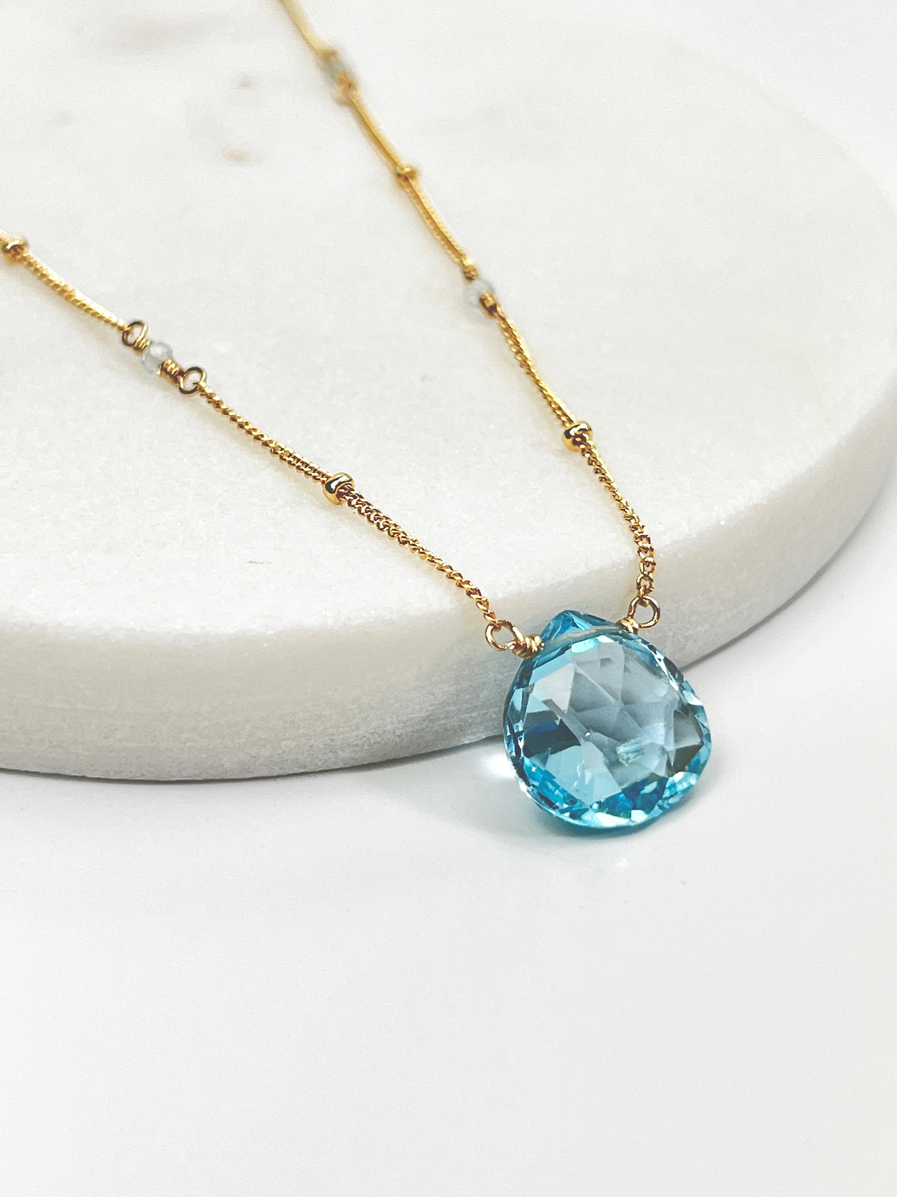 Blue Topaz Satellite Chain Necklace