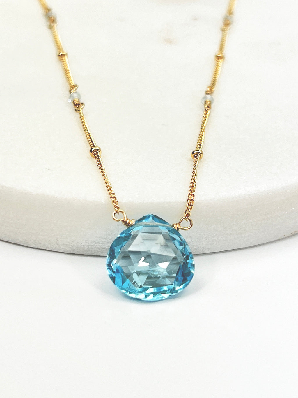 Blue Topaz Satellite Chain Necklace