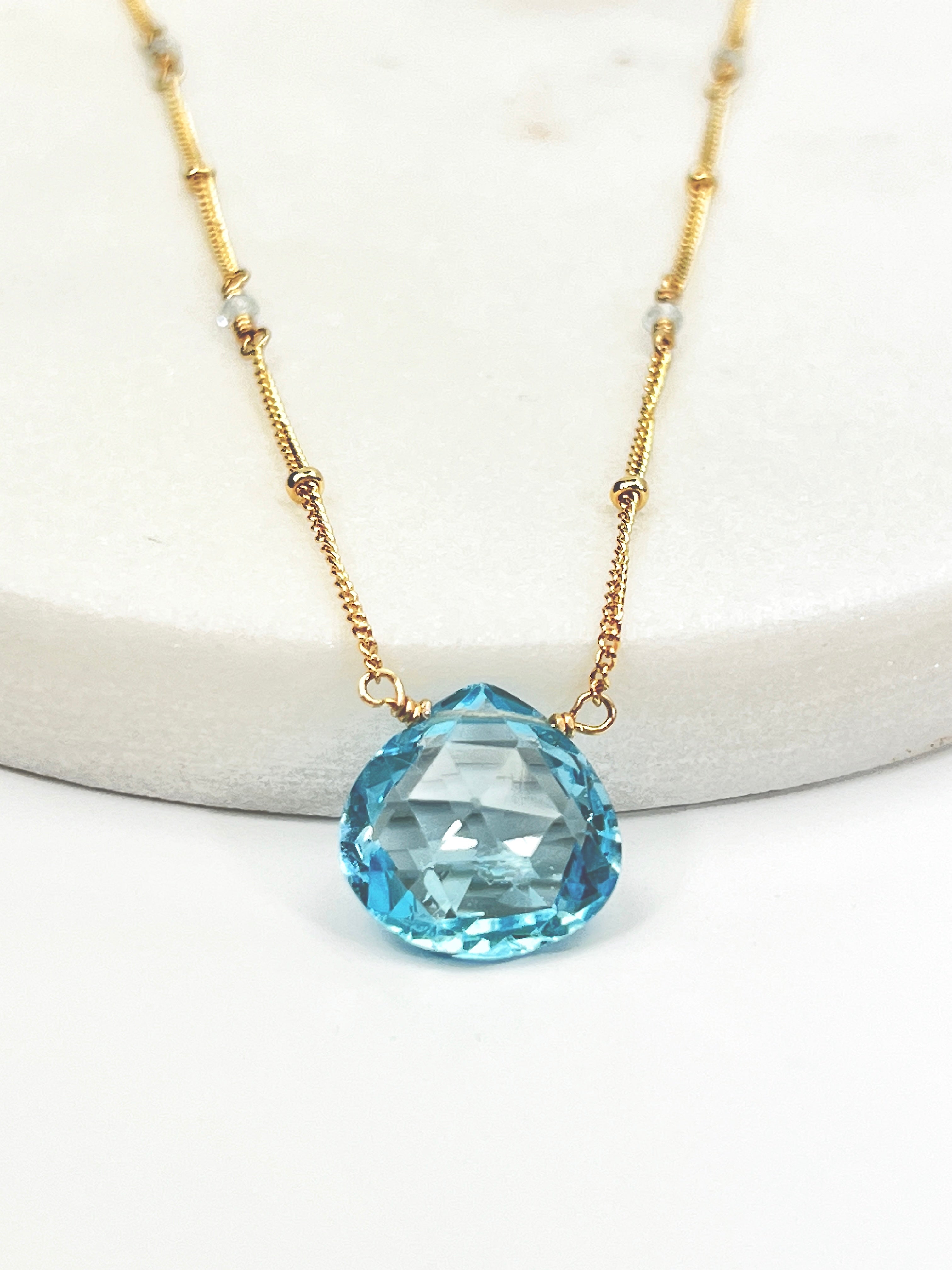 Blue Topaz Satellite Chain Necklace