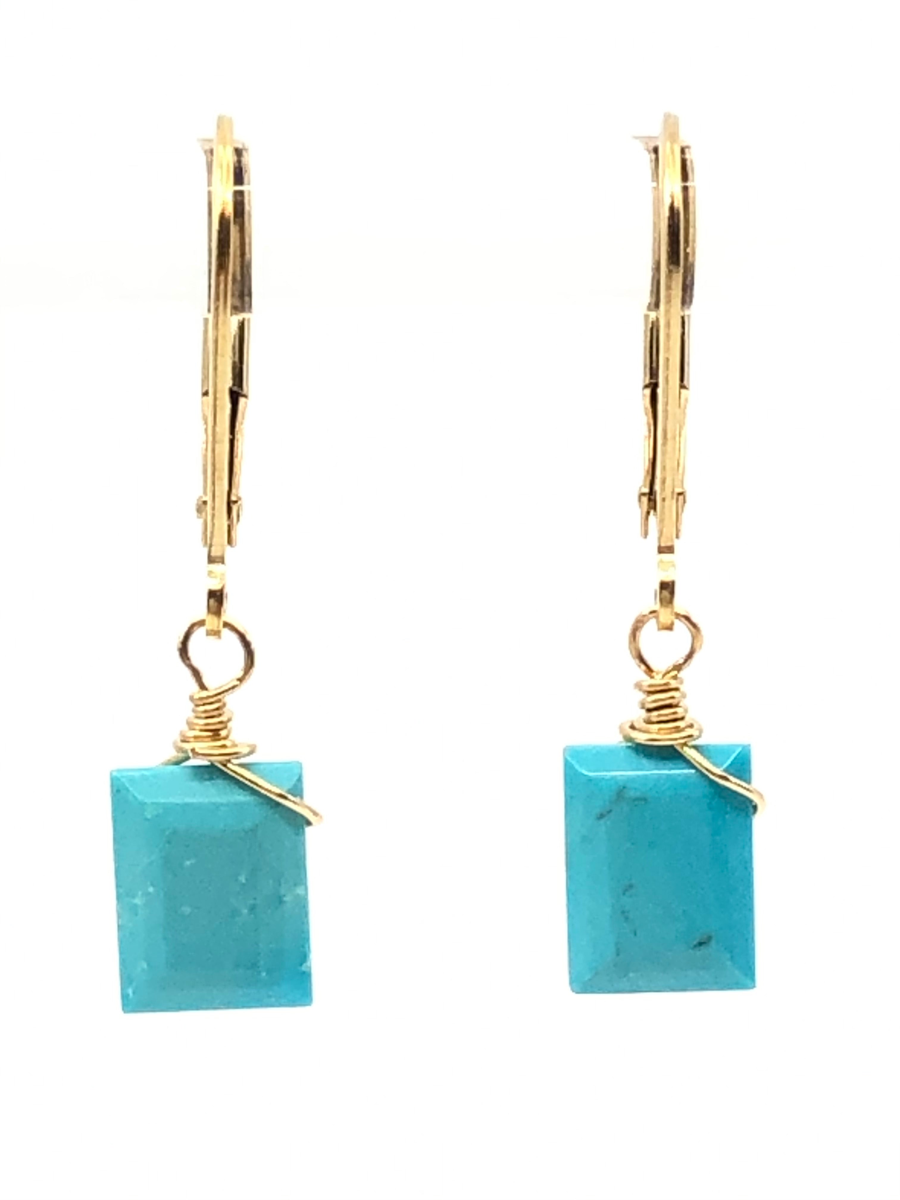 Turquoise Rectangle Earrings Silver