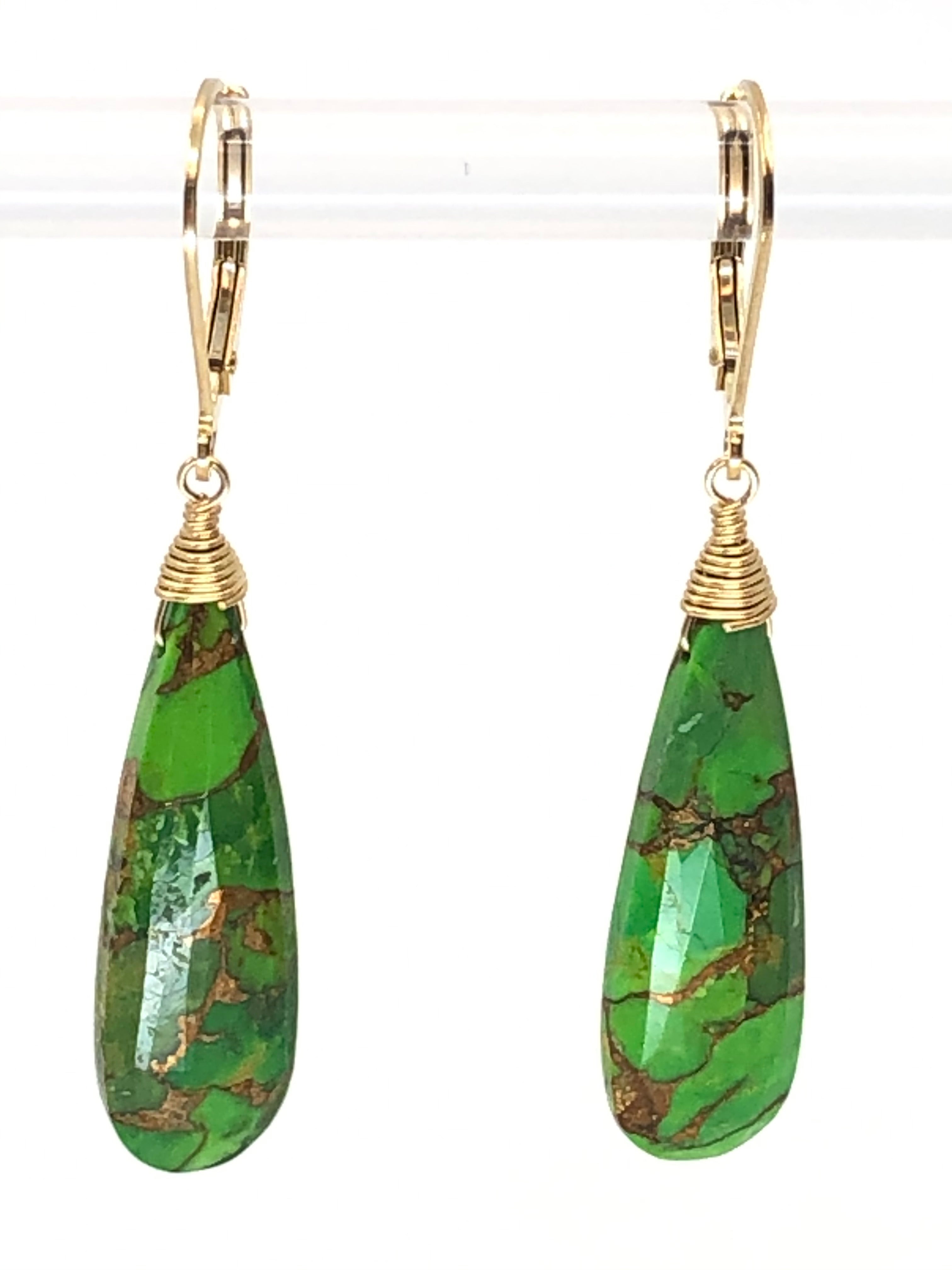 Green Turquoise Tear Drop Earrings