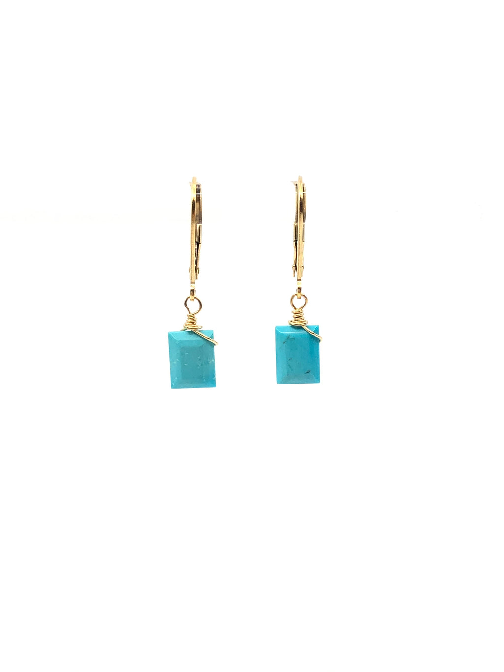 Turquoise Rectangle Earrings 14kt Gold Fill