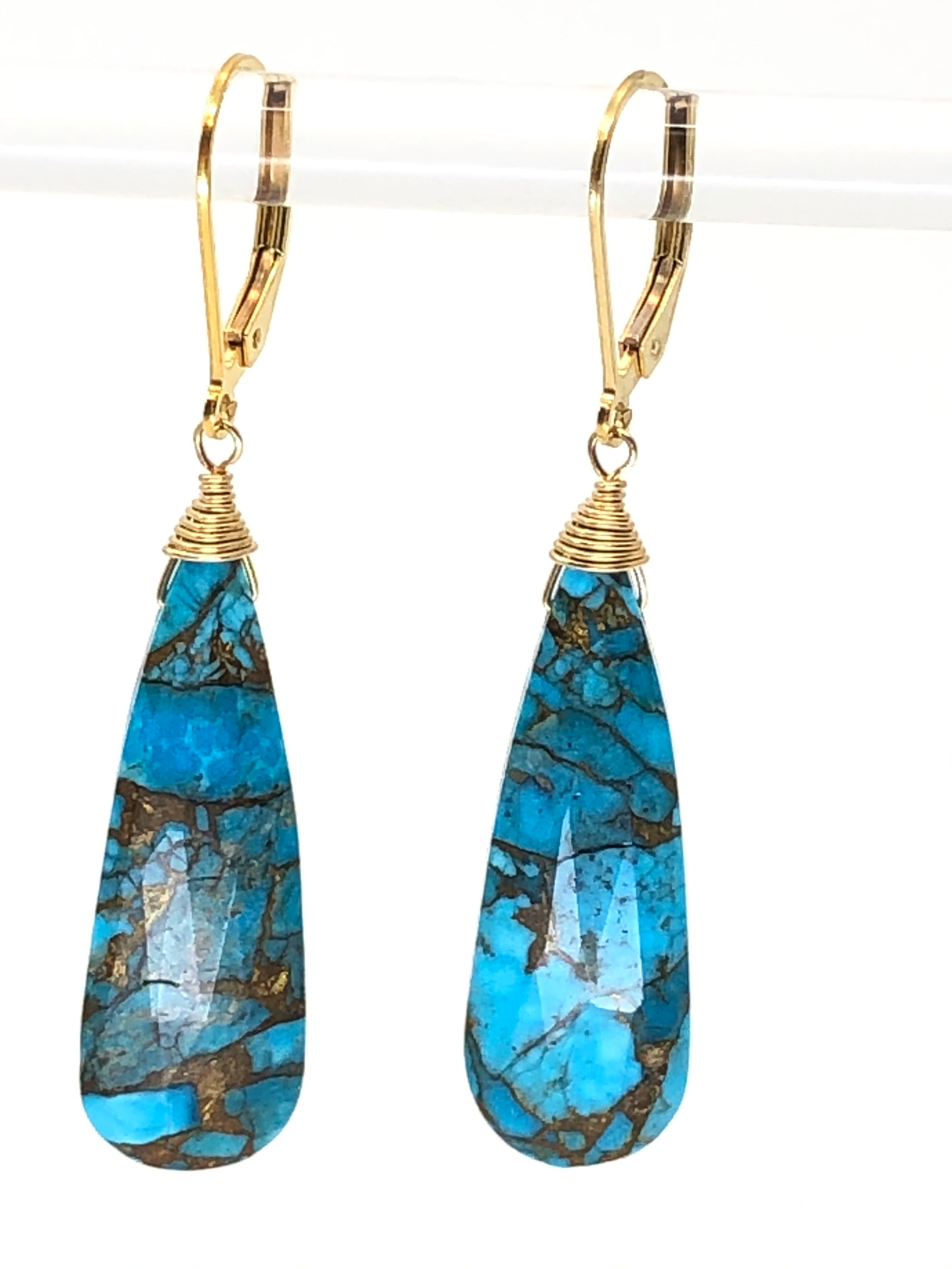 Blue Turquoise Tear Drop Earrings