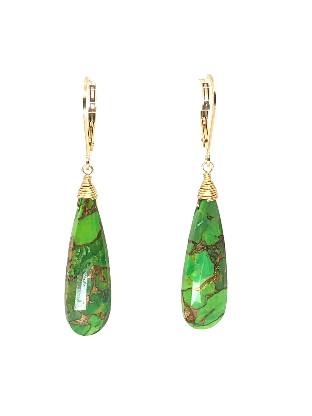 Green Turquoise Tear Drop Earrings