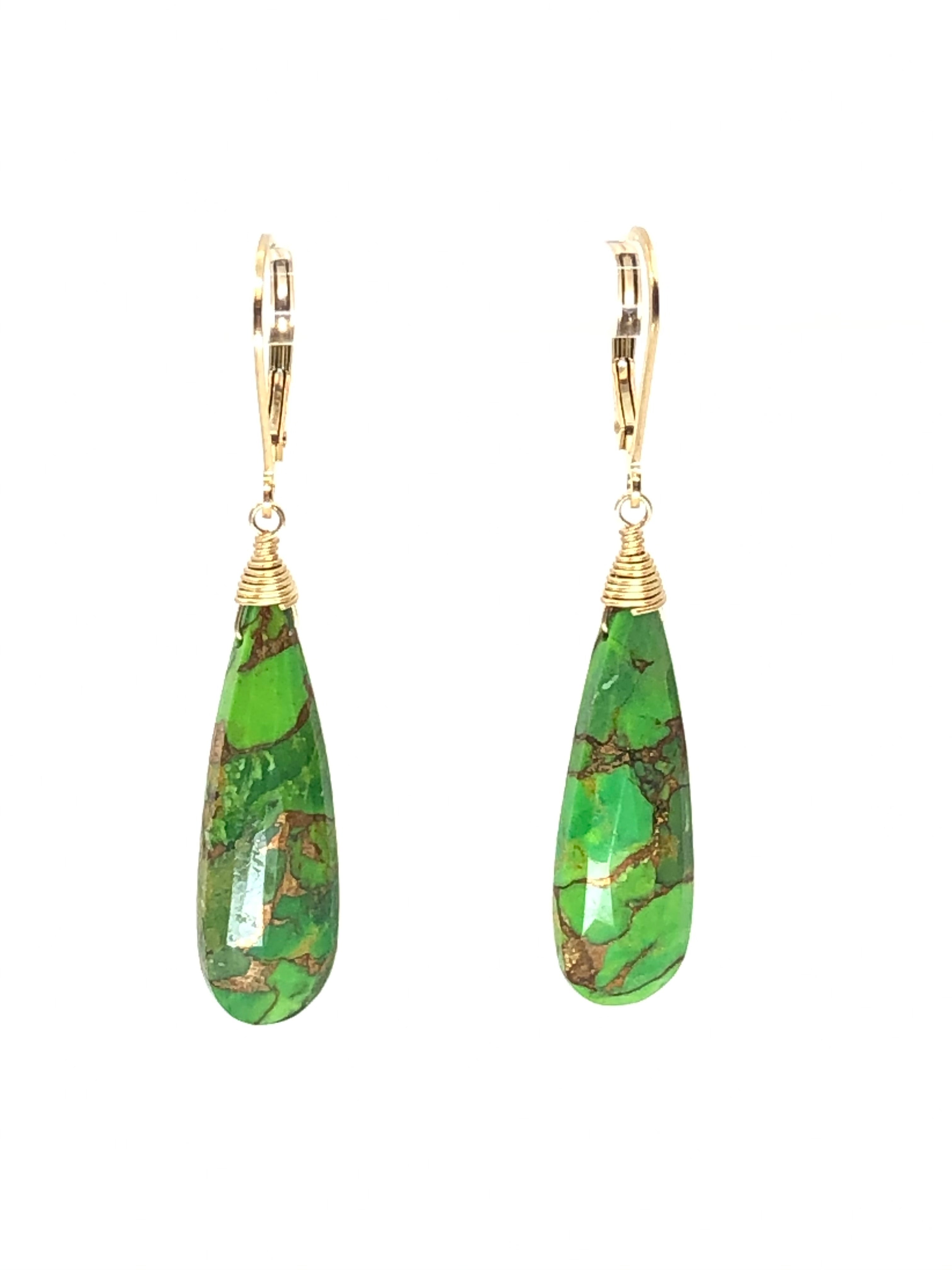 Green Turquoise Tear Drop Earrings