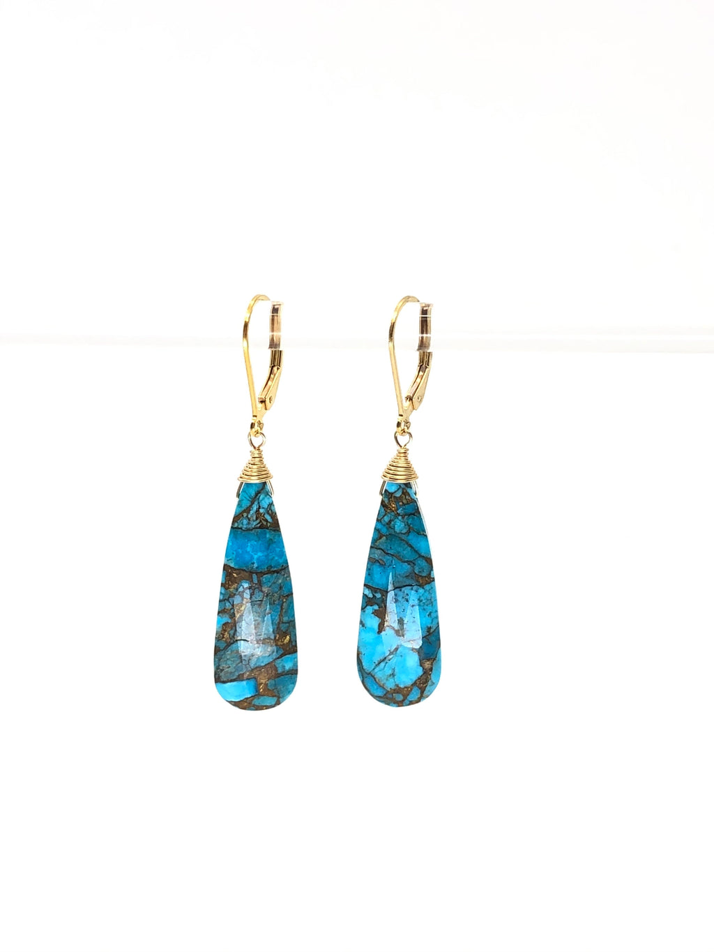 Blue Turquoise Tear Drop Earrings