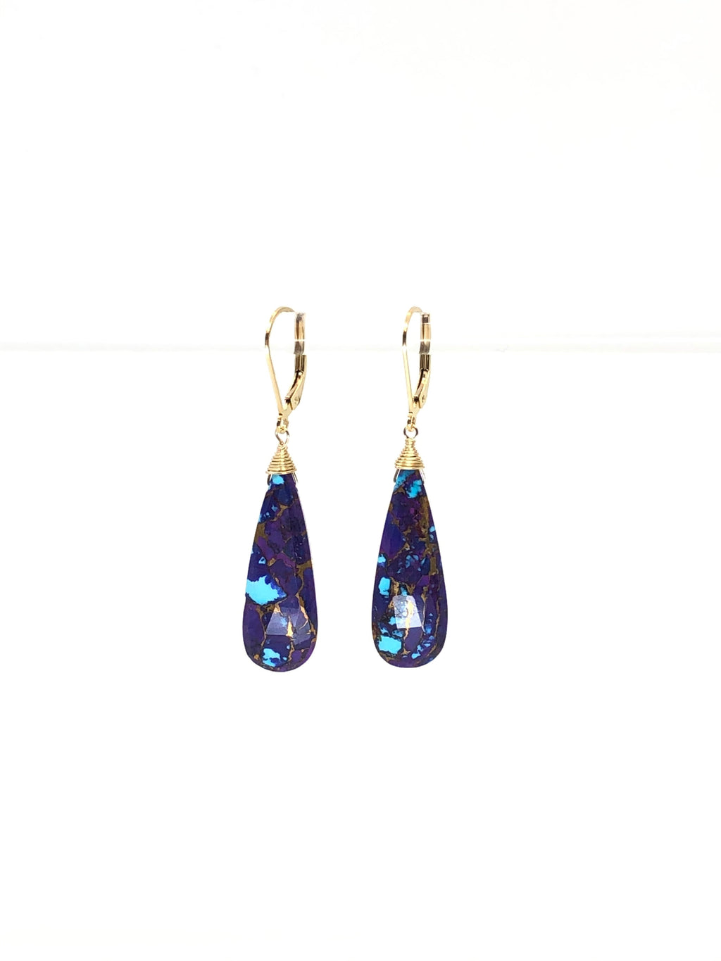 Purple Turquoise Tear Drop Earrings