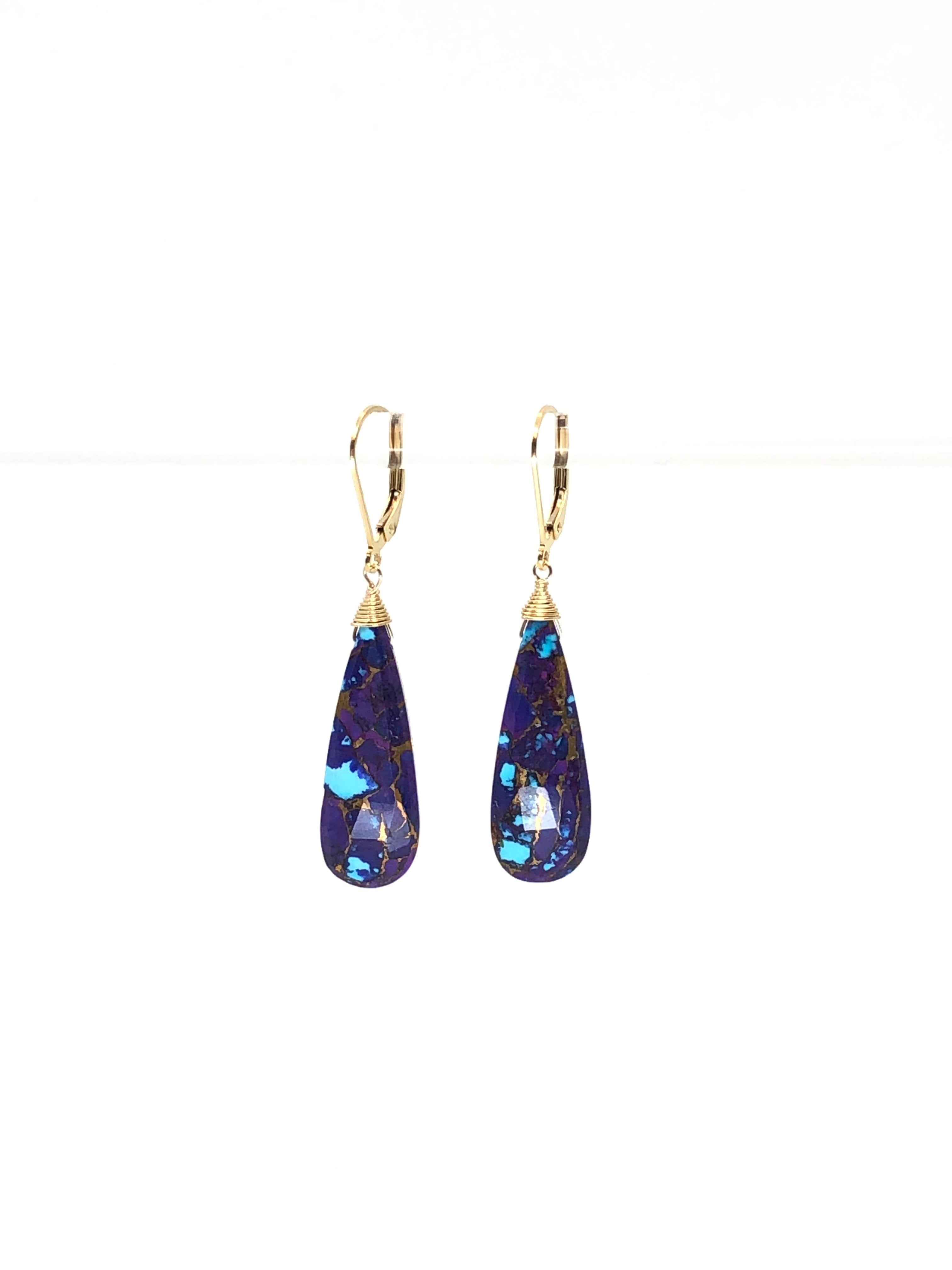 Purple Turquoise Tear Drop Earrings