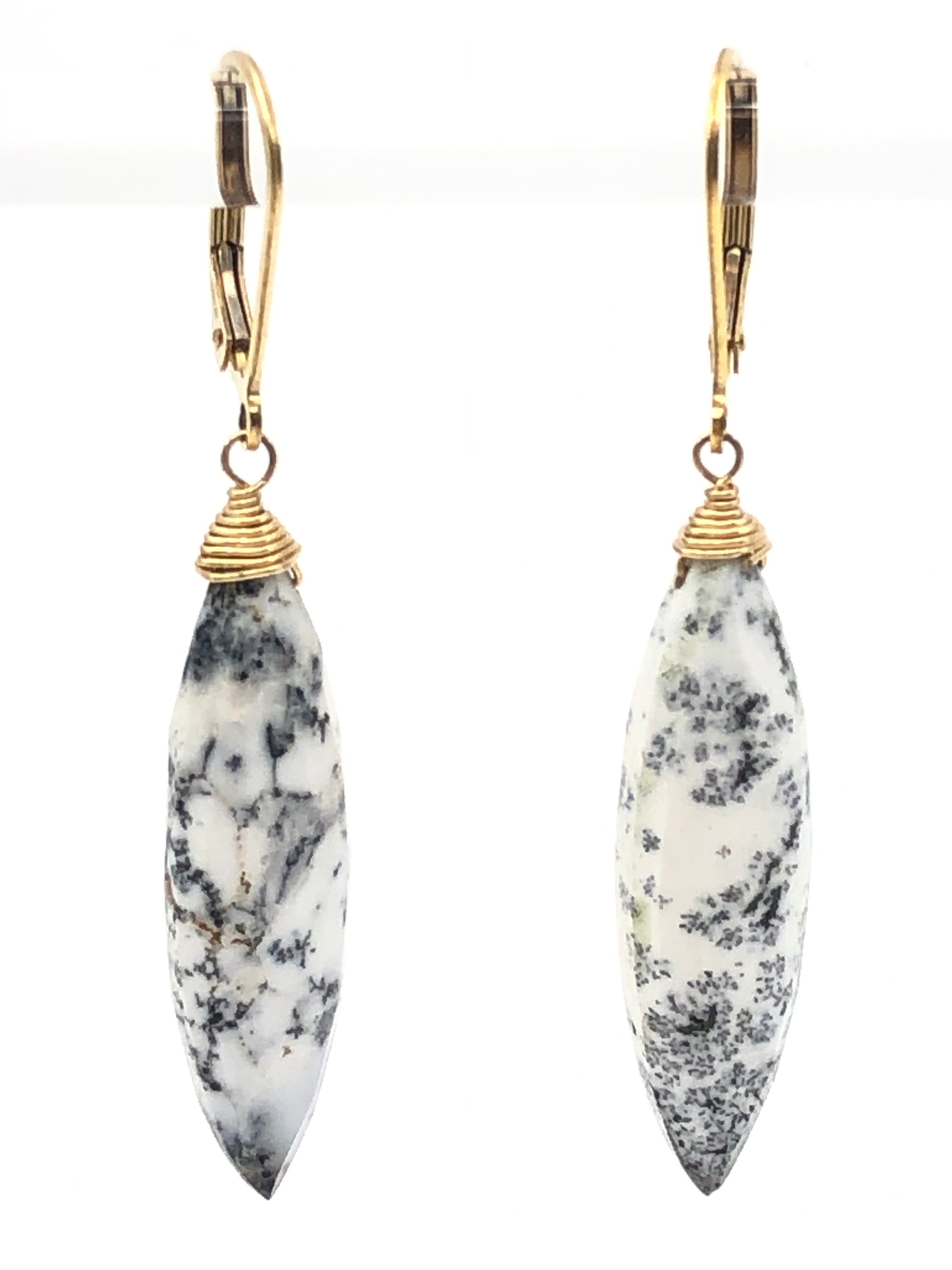 Dendritic Opal Marquise Cut Earrings