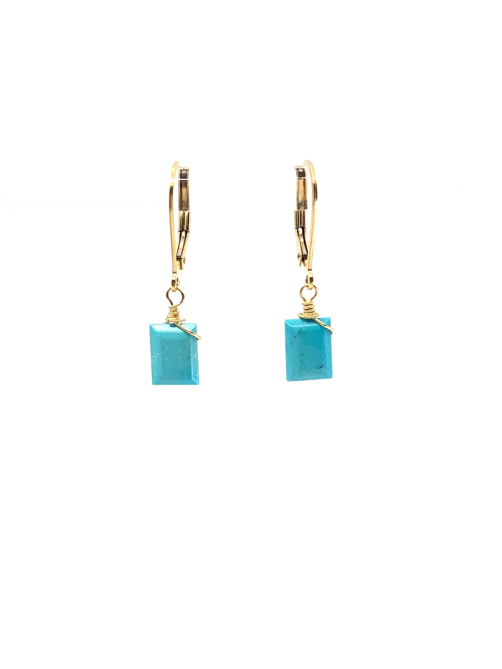 Turquoise Rectangle Earrings Silver