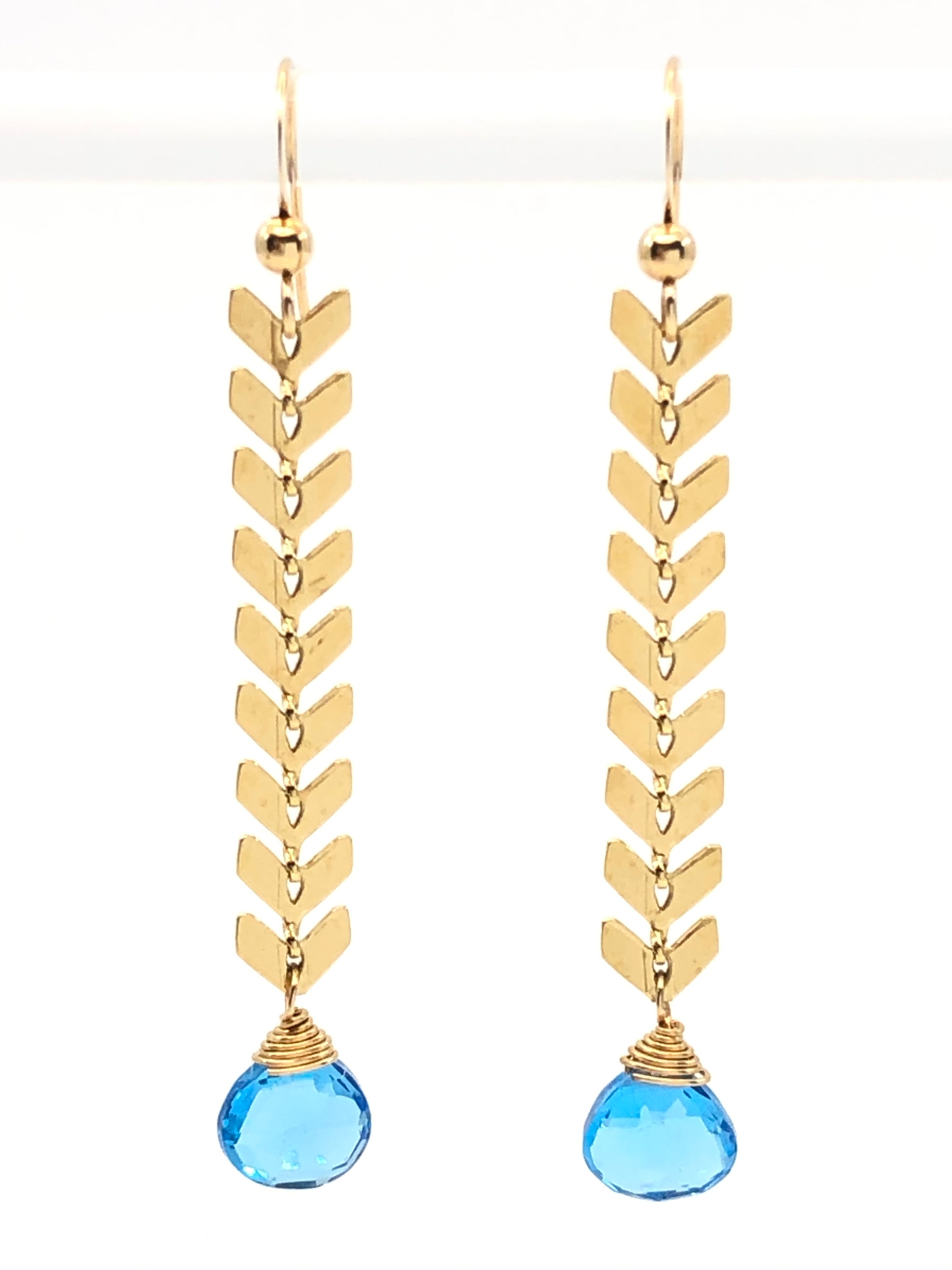 Swiss Blue Topaz Laurel Earrings